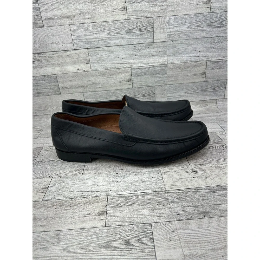 ET Wright Mens Black Leather Moc Toe Loafers Made‎ in Italy 80260 Size 14 D